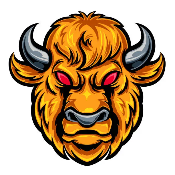 Vector illustration of Bison head vector mascot