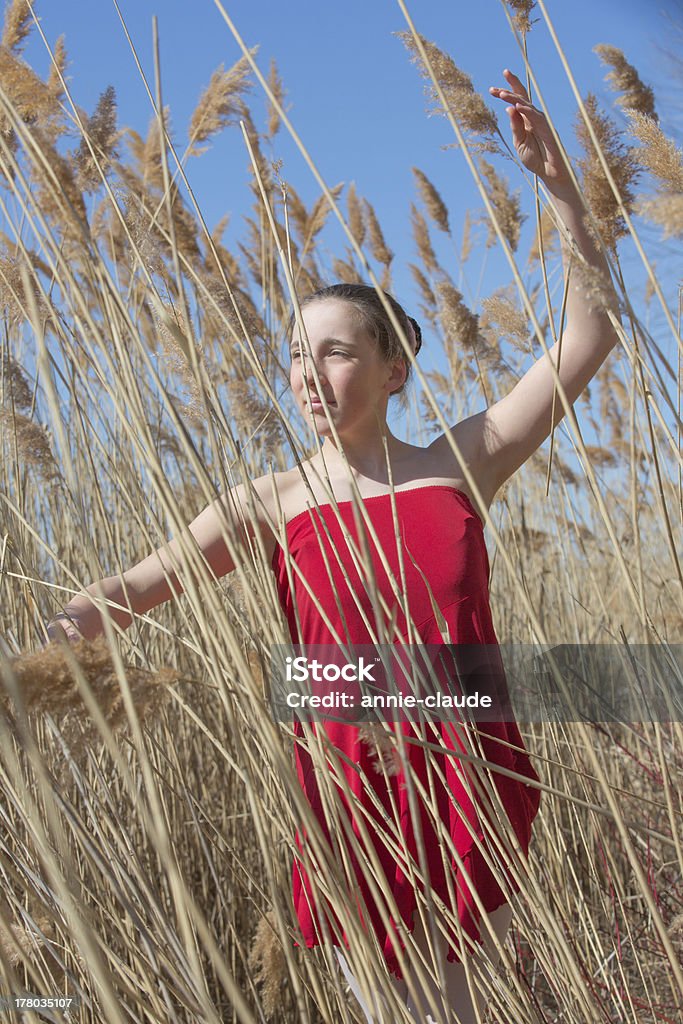 Ballerine Danse dans les champs - Photo de Adolescence libre de droits