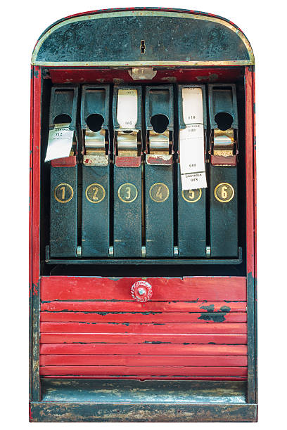 istock Retro ticket machine with tickets isolated on white 178036798