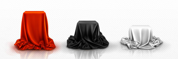 istock Cloth cover to reveal 3d podium box red and black 1780375006