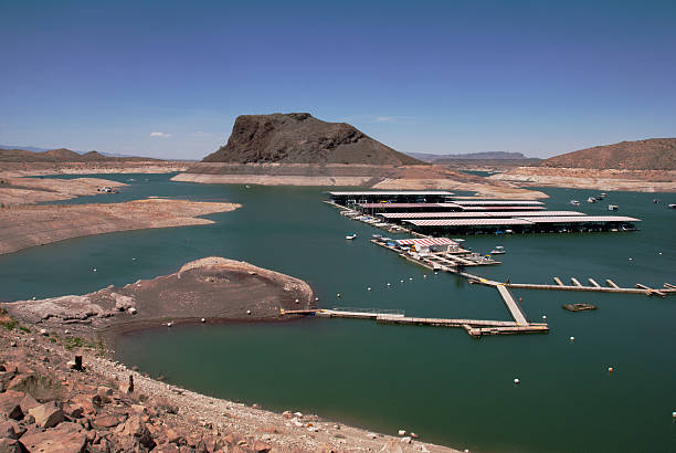 Lake Powell, Southern Utah. Sunny day, clean water, and beautiful sky background