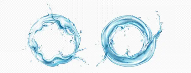 Vector illustration of Water circle splash, round swirl realistic vector