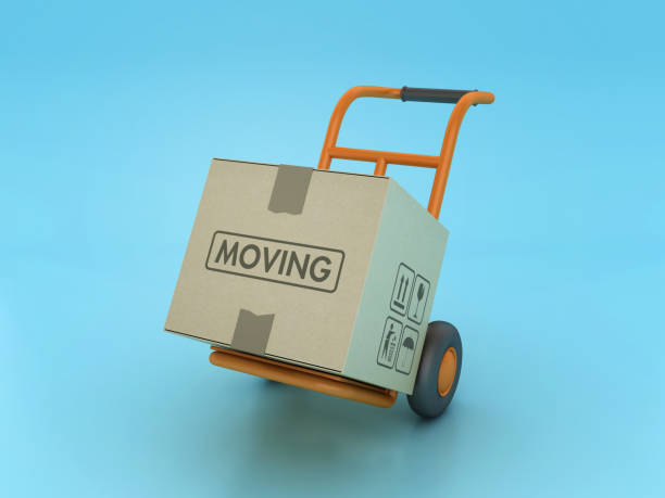 istock Hand Truck Carrying Cardboard Box with Moving Word 1780379323
