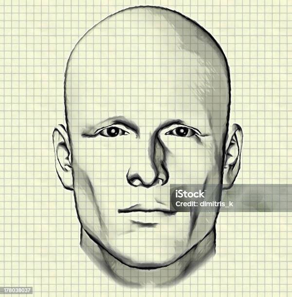 Sketch Of Male Figure On Graph Paper Stock Photo - Download Image Now - Abstract, Adult, Beautiful People
