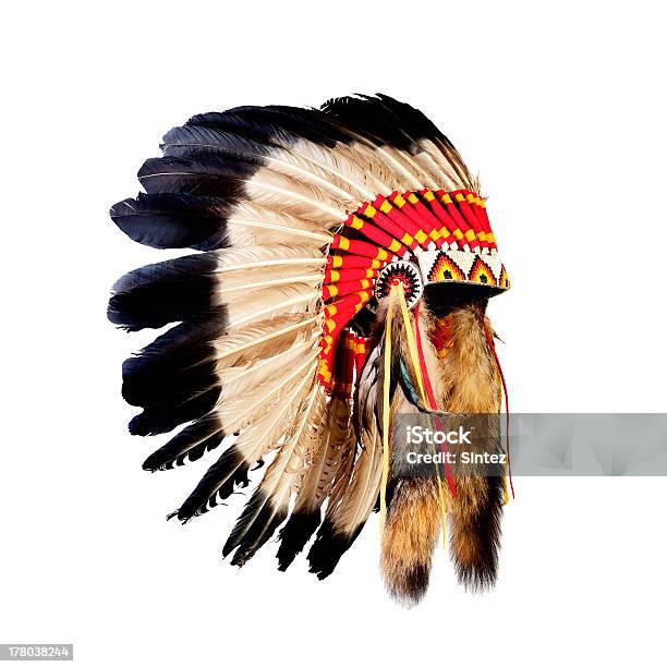 Native American Indian Chief Headdress With Red Pattern Stock Photo - Download Image Now