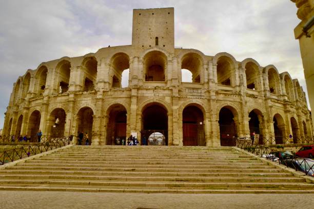 Arles, France: 10/29/2023- Arles is a city on the Rhone River in the Provence region of southern France. Arles is also know for the Arles Amphitheater, the capital of the Camargue, and a UNESCO world heritage site.