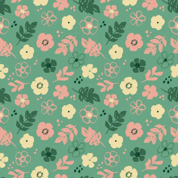 Vector illustration of Ditsy cute flowers