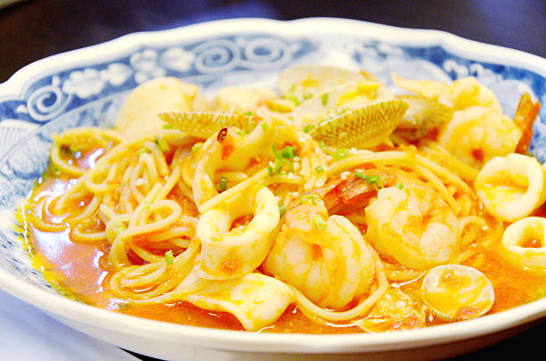 Spaghetti seafood in Japanese style