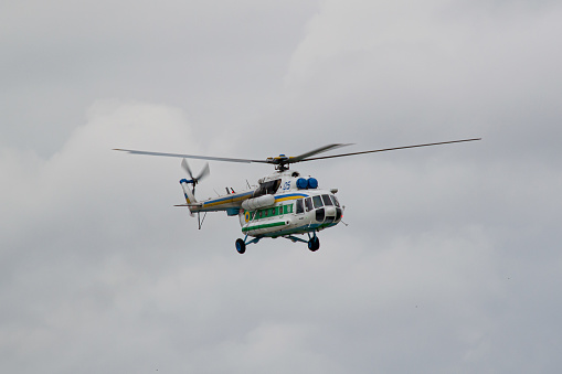 Ukrainian Border Guard Mil Mi-8MT helicopter taking off from Lviv