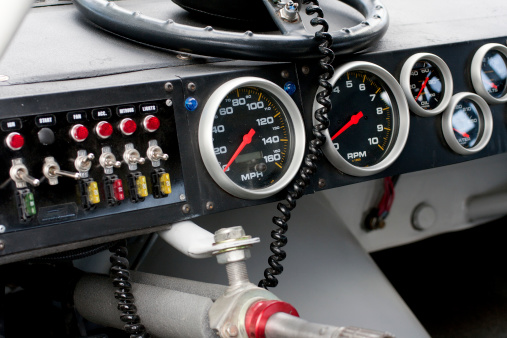 Nascar dashboard with steering wheel detached