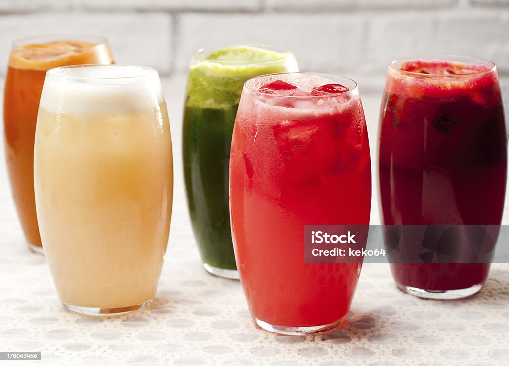 selection of fruits long drinks selection of fresh  fruits colorful long drink cocktails Alcohol - Drink Stock Photo