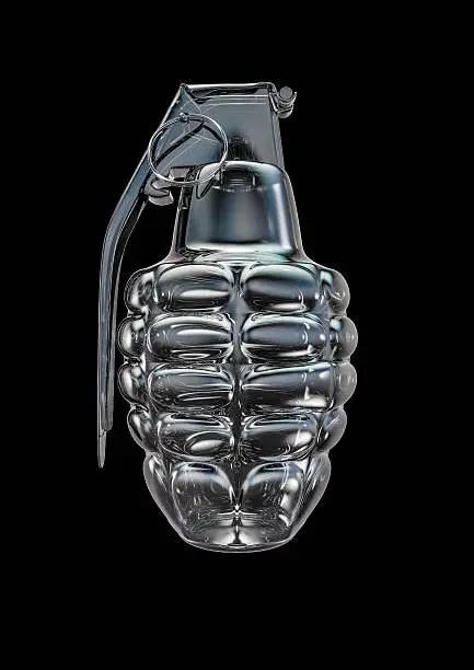 3D render of grenade made of glass