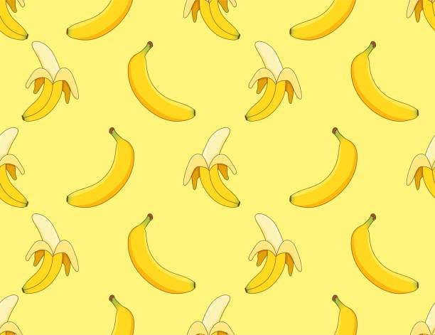 Banana seamless pattern texture. Vector illustration in HD very easy to make edits. banana stock illustrations