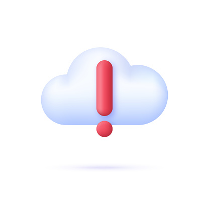 3D Cloud computing error icon. Concept of broken communication with database. Data issue, disconnection. Trendy and modern vector in 3d style.
