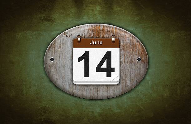 istock Old wooden calendar with June 14. 178044170