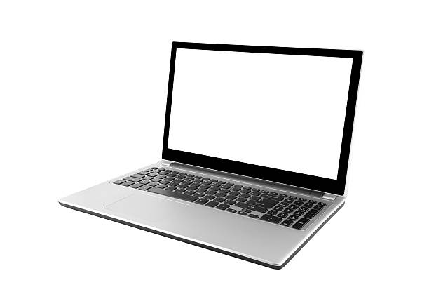Laptop isolated on white with clipping path stock photo