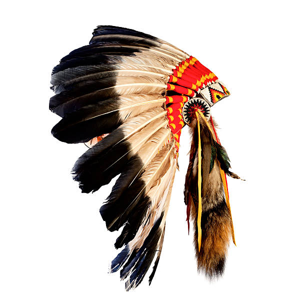 원어 칠레식 인도어 타탕카 머리 �장식물 - native american north american tribal culture tribal chief headdress 뉴스 사진 이미지