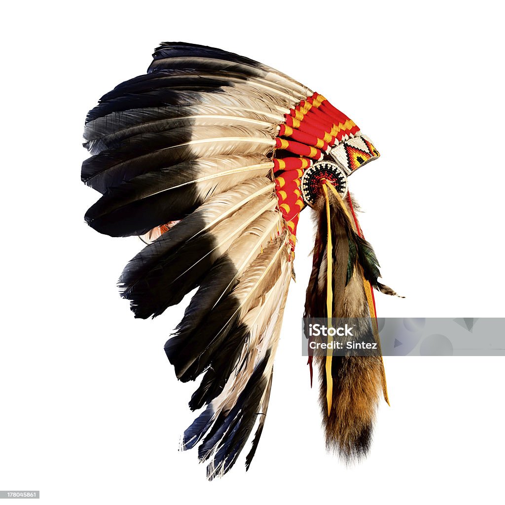 native american indian chief headdress native american indian chief headdress (indian chief mascot, indian tribal headdress, indian headdress) Indigenous Peoples of the Americas Stock Photo