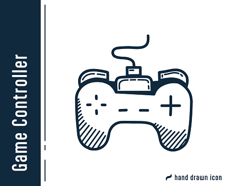 Game Controller Hand Drawn Single Line Icon Design