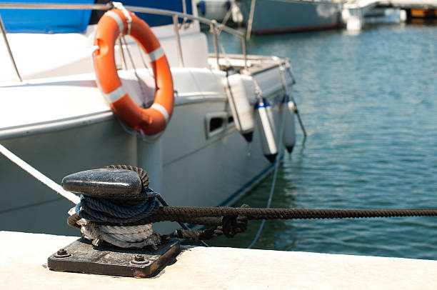 istock Yacht docked in harbor 178046562