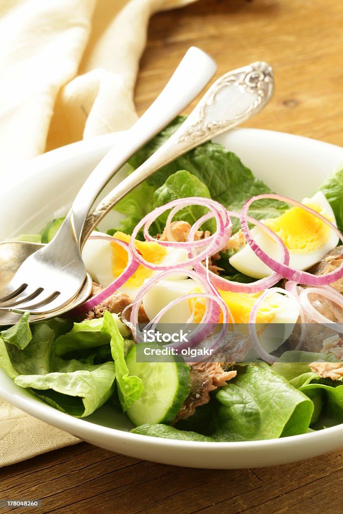 Французский салат нисуаз — с тунцом и Яйцо - Стоковые фото Без людей роялти-фри