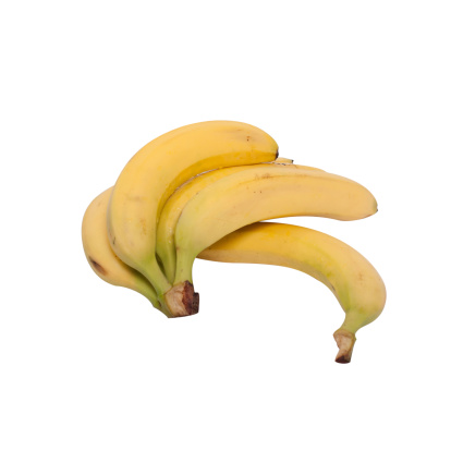 Bunch of bananas isolated on white background. Apart from one banana bunch