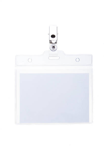 blank clip on name tag stock photo