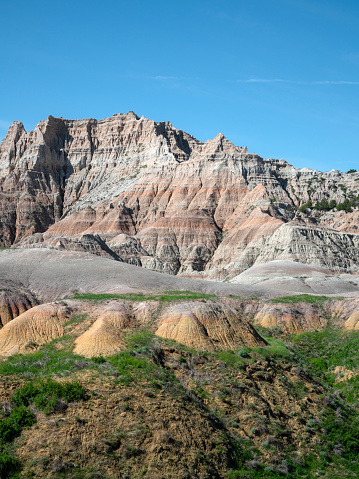 Amazing scenery of the Badlands National Park. Picture taken in early June after heavy rains in South Dakota, USA.