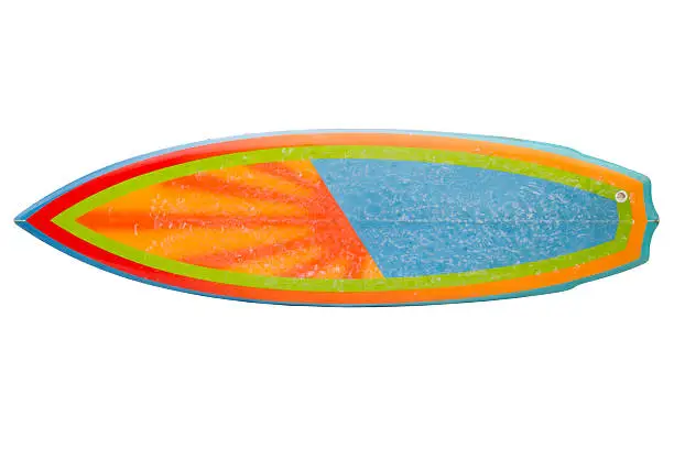 Vintage 80's Surfboard isolated on a white background