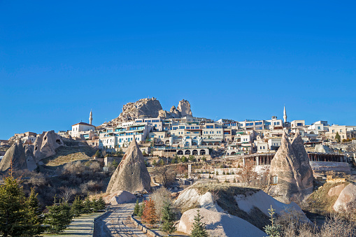 the city centre is located between the volcanic fairy chimneys with cave city in Cappadocia.