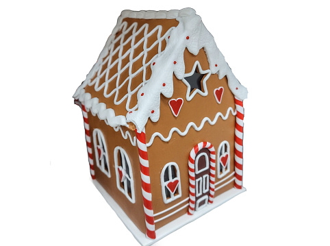 Decorative house made of unreal gingerbread. Christmas decorations