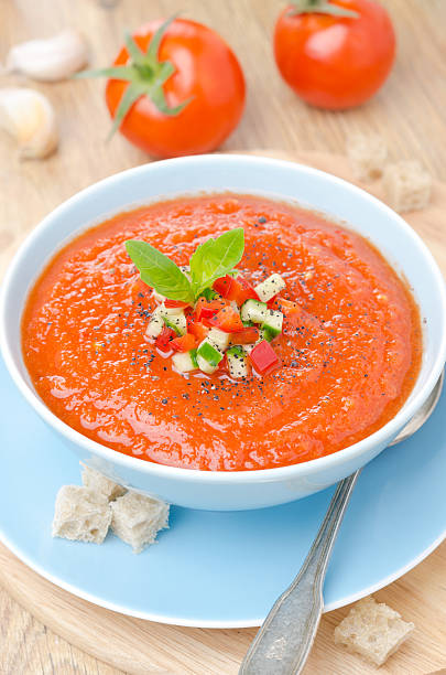 istock cold tomato soup gazpacho with basil in a bowl 178054763