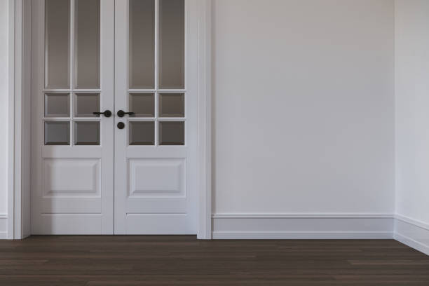 istock Empty scandinavian style interior room, white wall and parquet floor. 1780549701