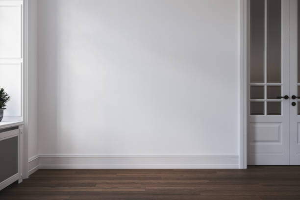 istock Empty scandinavian style interior room, white wall and parquet floor. 1780550810