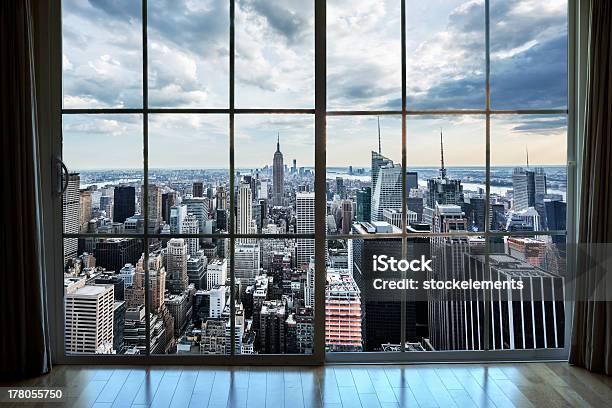 Real Estate View Manhattan Nyc Window Empire State Building Stock Photo - Download Image Now