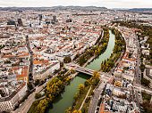 Aerial view of Vienna on autumn day.