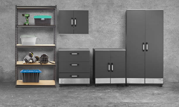 istock Group of tool chest and cabinets in a garage 1780563188