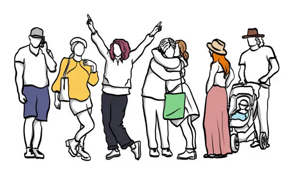 Vector illustration of Cool Parents and Crowd Solids