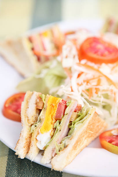 istock Club sandwich with on wood background 178058048
