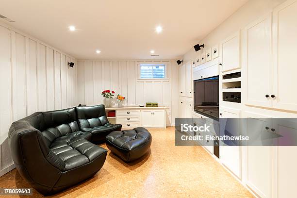 Finished Basement In House Stock Photo - Download Image Now - Basement, Entertainment Center, Surround Sound