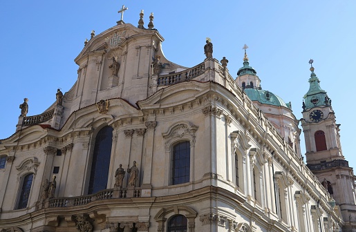 Vienna, Austria - May 27, 2023: A detailed view of the facade of the St. Peter's Church - Peterskirche, Vienna, Austria