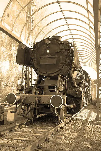 Steam locomotive sepia toned