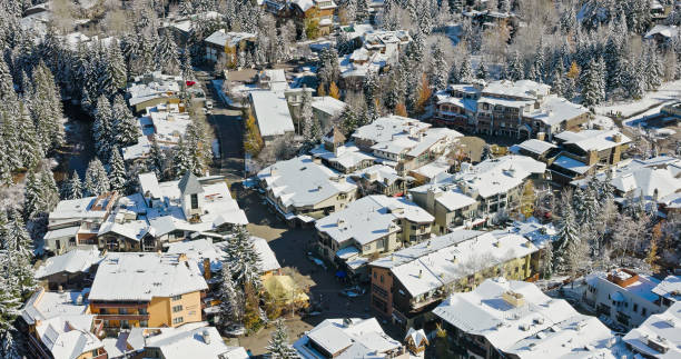 istock Birdseye View of Vail, CO on Snowy Day 1780620048