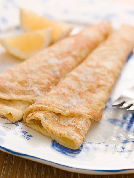 istock Plate of Folded Pancakes Lemon and Sugar 178063132