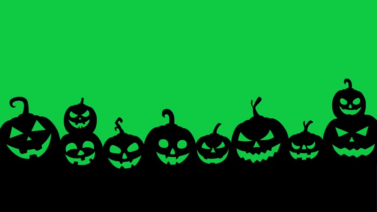 Animated Jack O' Lanterns on chroma key background