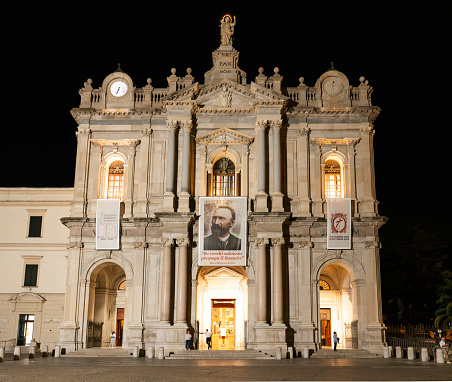 Pompeii, Italy, 30 october 2023 - Shrine of the Virgin of the Rosary of Pompei in the new part of town