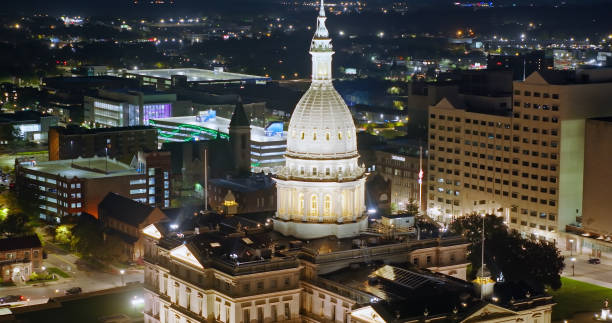 istock Michigan State Capitol at Night - Aerial 1780644960