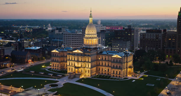 istock Michigan State Capitol Building at Sunrise - Aerial 1780645516