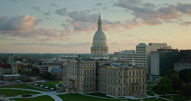 istock Michigan State Capitol at Sunrise - Aerial 1780645546
