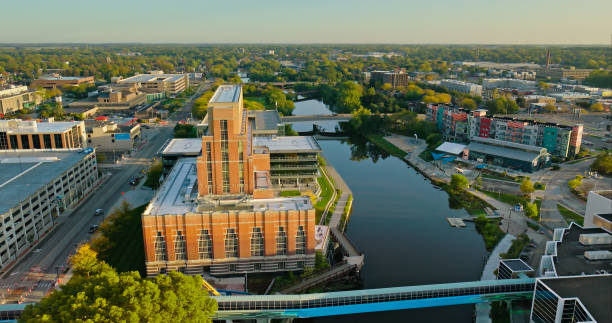 istock Office Buildings Along Grand River in Lansing, MI 1780645594